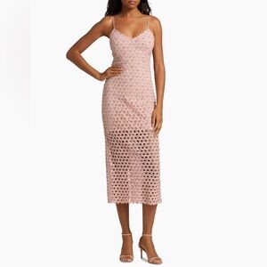 LoveShackFancy Embellished Crocheted Cotton Midi-Dress size 2